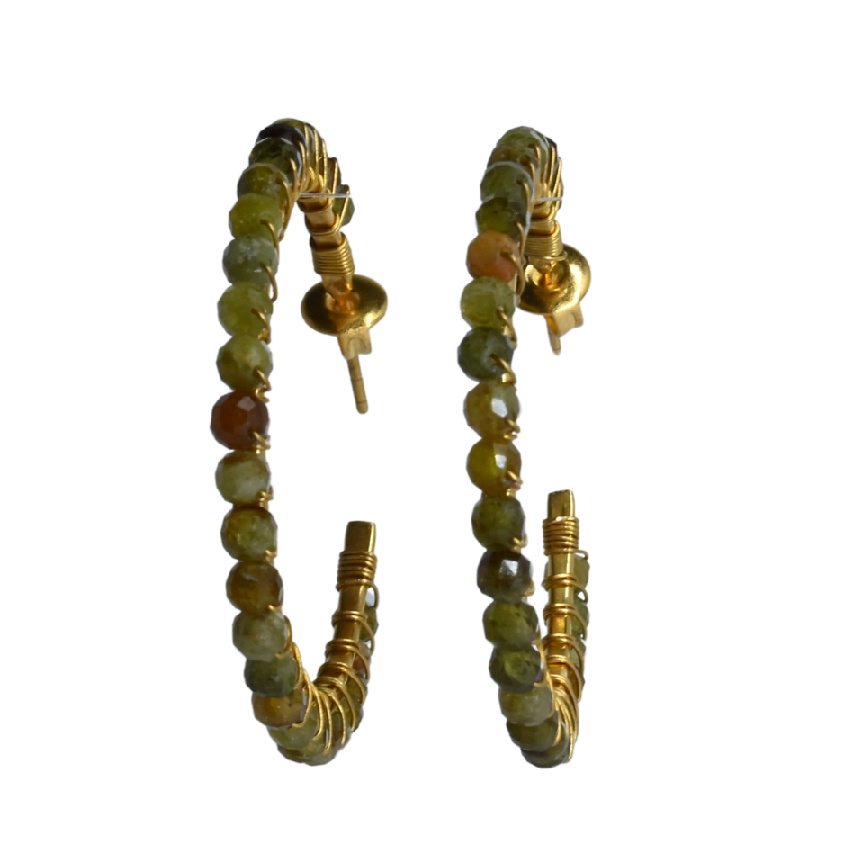 Euro Gold Gemstone Stud Earrings-A388A