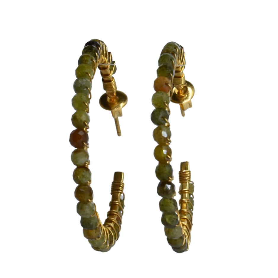 Euro Gold Gemstone Stud Earrings-A388A