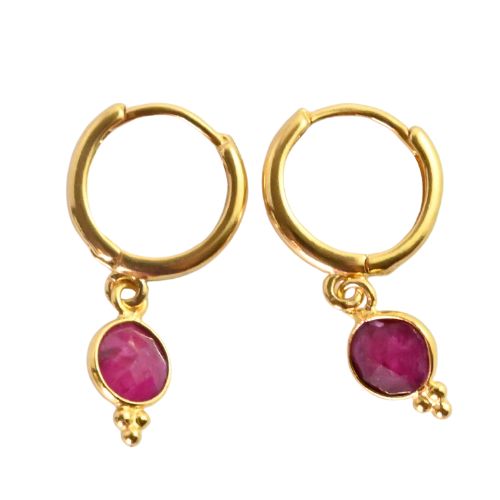 Euro Gold Gemstone Huggies A9b