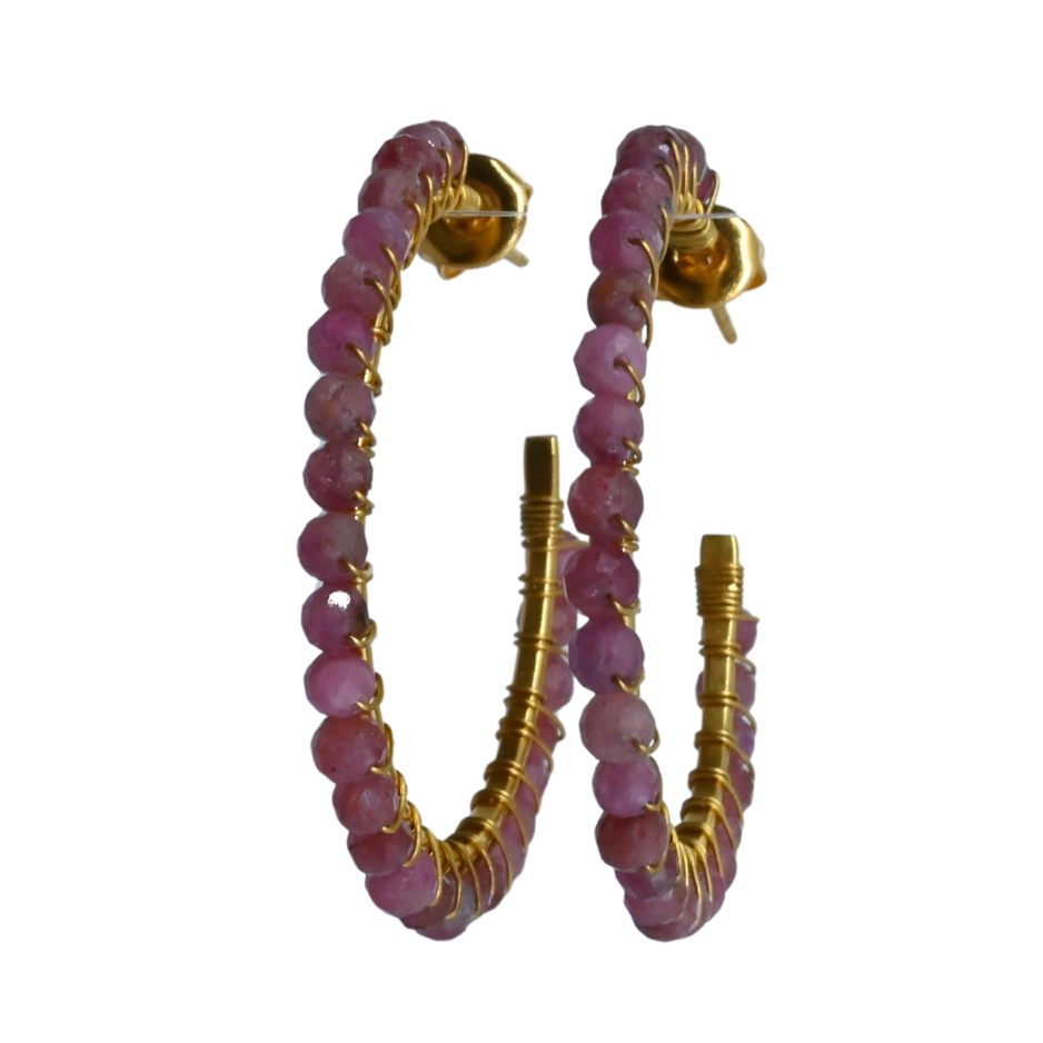 Euro Gold Gemstone Stud Earrings-A388A