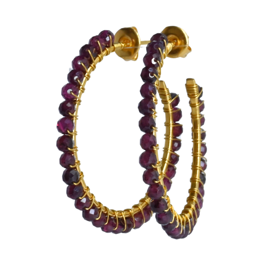 Euro Gold Gemstone Stud Earrings-A388A