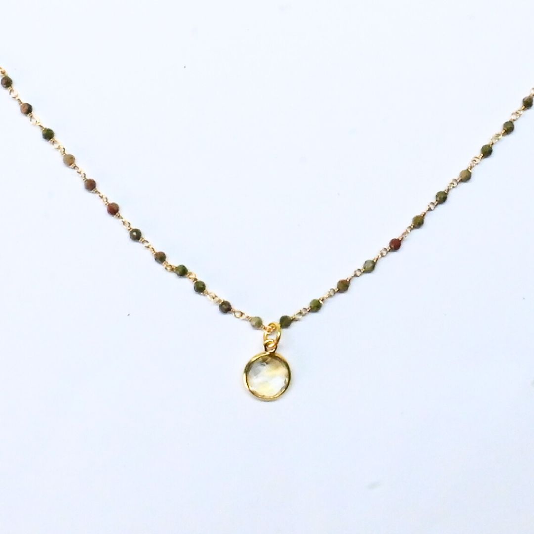 Euro Gold Assorted Gemstones 45 cm plus 5 cm extender chain Necklace A1.