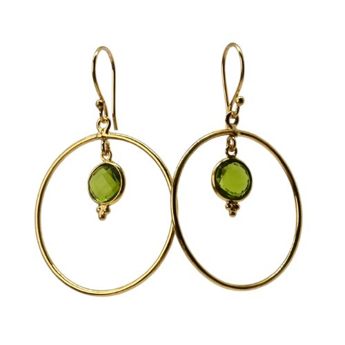 Euro Gold Gemstone Hoop Earrings- A283