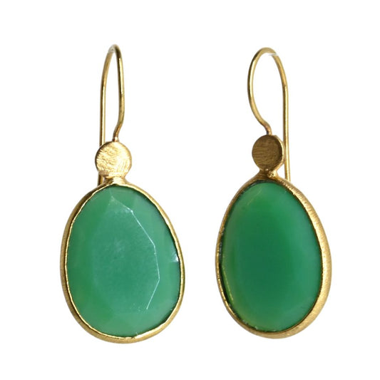 Euro Gold Gemstone Drop Earrings- A280