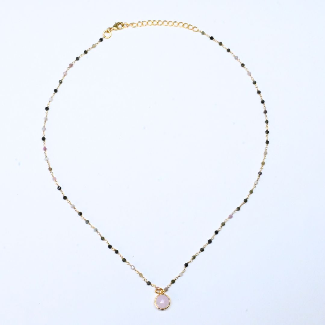 Euro Gold Assorted Gemstones 45 cm plus 5 cm extender chain Necklace A1.