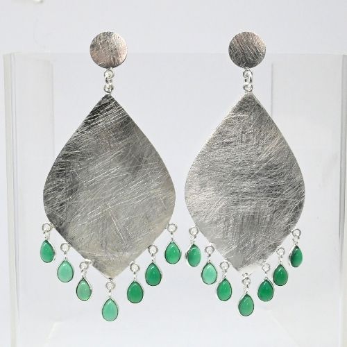 Euro Silver Gemstone Marquis Earrings- CA323