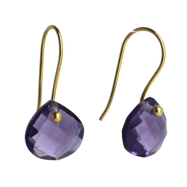 Euro Gold Gemstone Drop Earrings- A279