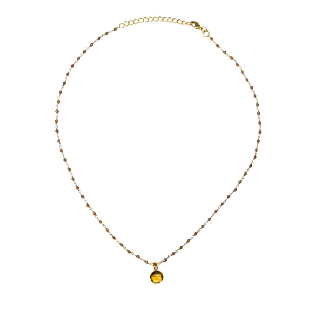 Euro Gold Assorted Gemstones 45 cm plus 5 cm extender chain Necklace A1.