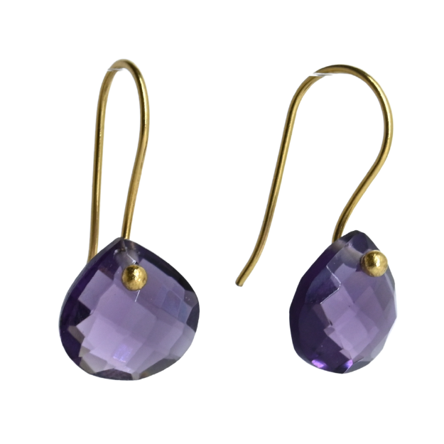 Euro Gold Gemstone Drop Earrings- A279