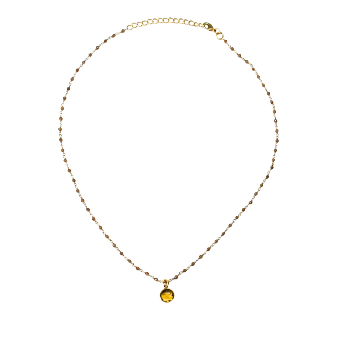 Euro Gold Assorted Gemstones 45 cm plus 5 cm extender chain Necklace A1.