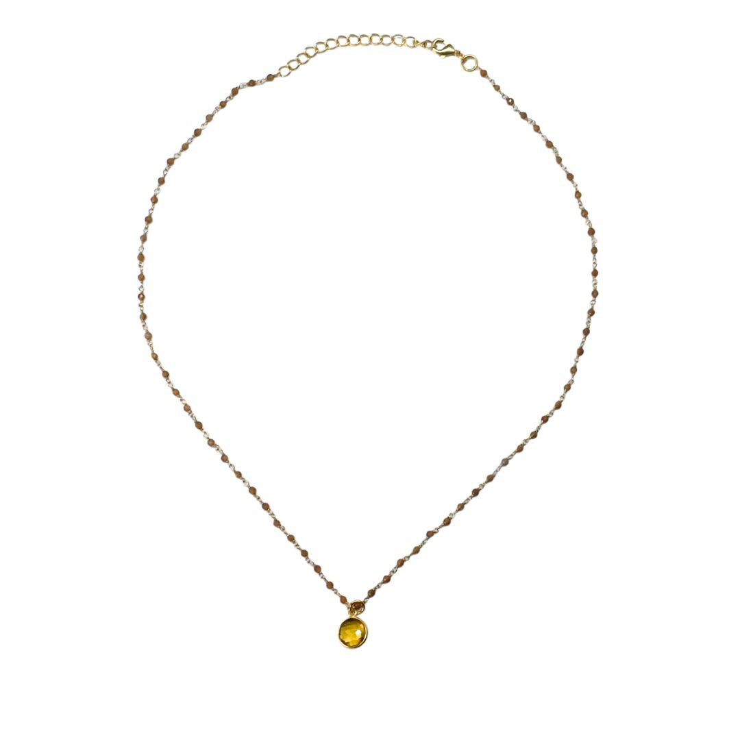 Euro Gold Assorted Gemstones 45 cm plus 5 cm extender chain Necklace A1.