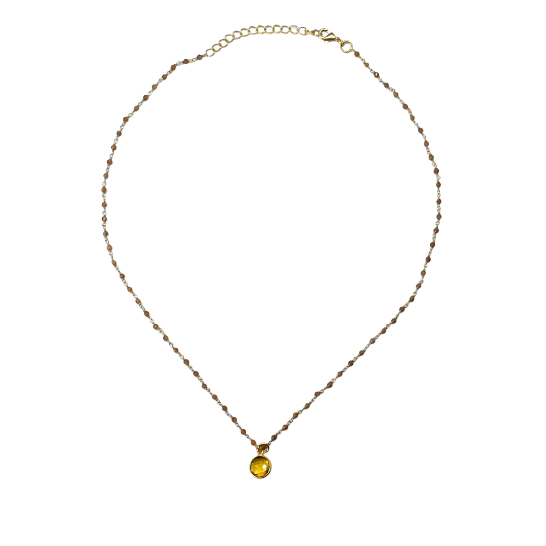 Euro Gold Assorted Gemstones 45 cm plus 5 cm extender chain Necklace A1.