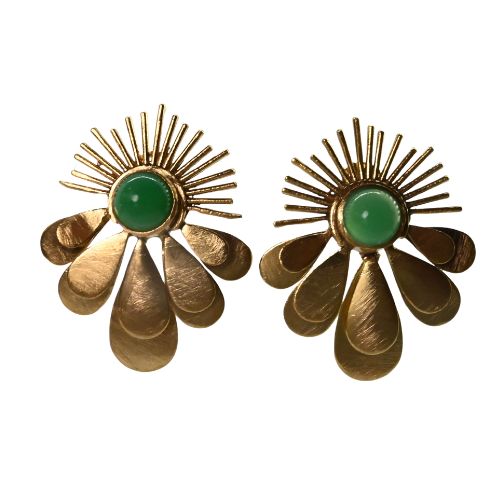Euro Gold Gemstone Daisy starburst stud Earrings- A30A