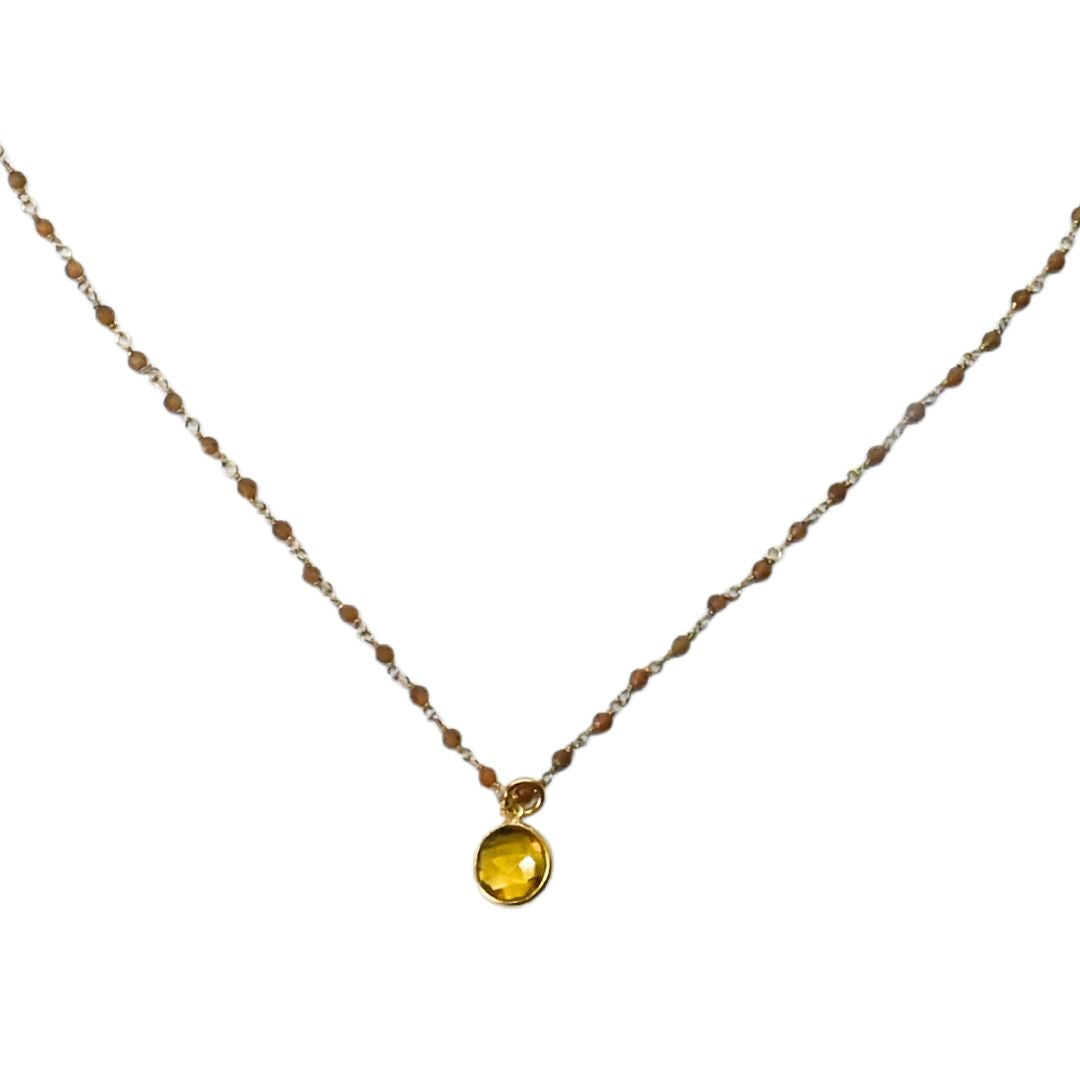 Euro Gold Assorted Gemstones 45 cm plus 5 cm extender chain Necklace A1.