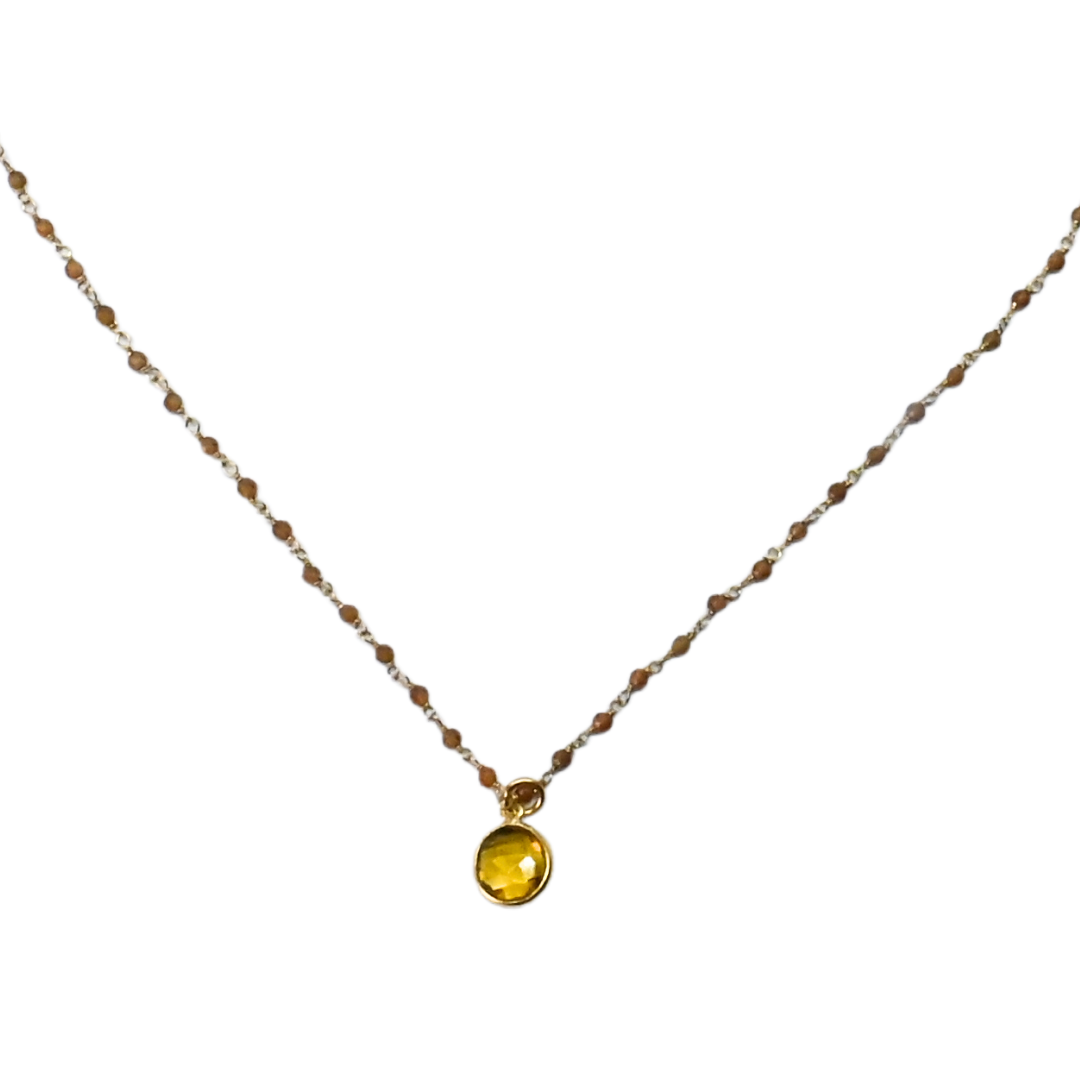 Euro Gold Assorted Gemstones 45 cm plus 5 cm extender chain Necklace A1.