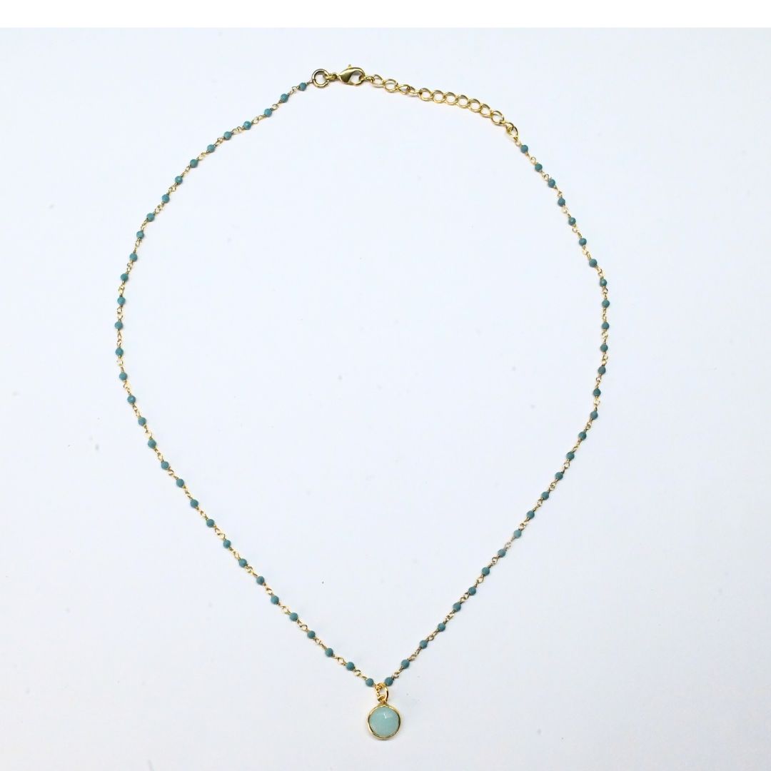 Euro Gold Assorted Gemstones 45 cm plus 5 cm extender chain Necklace A1.