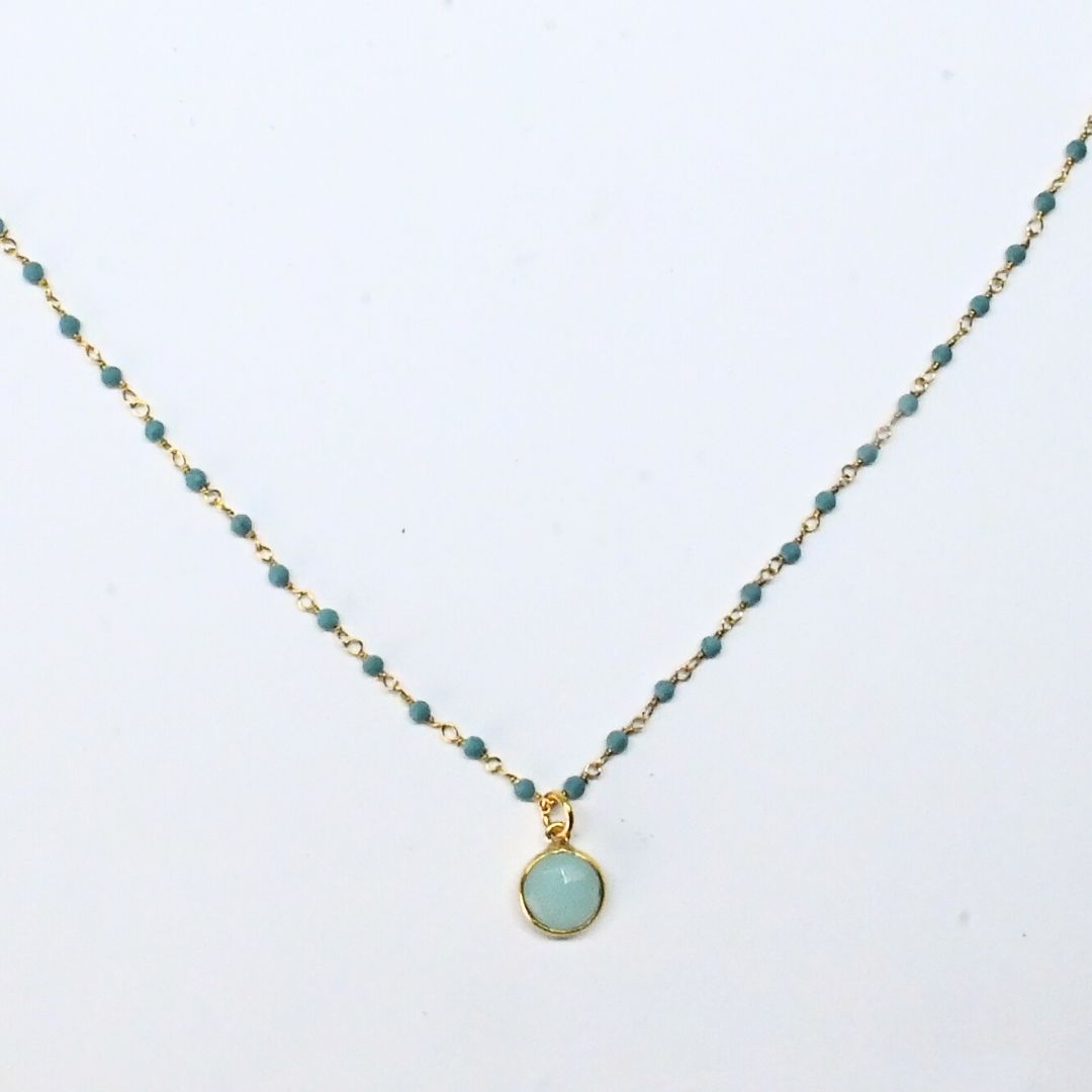 Euro Gold Assorted Gemstones 45 cm plus 5 cm extender chain Necklace A1.