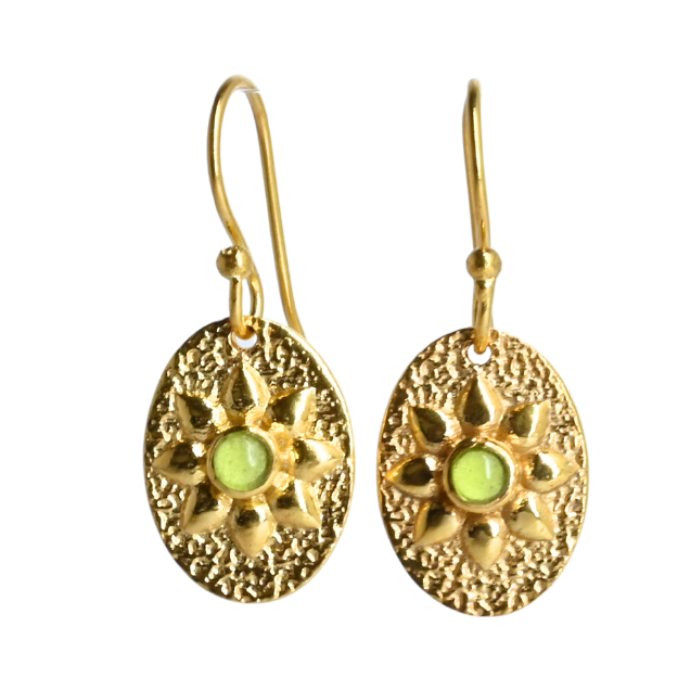 Euro Gold Gemstone Drop Earrings-A118