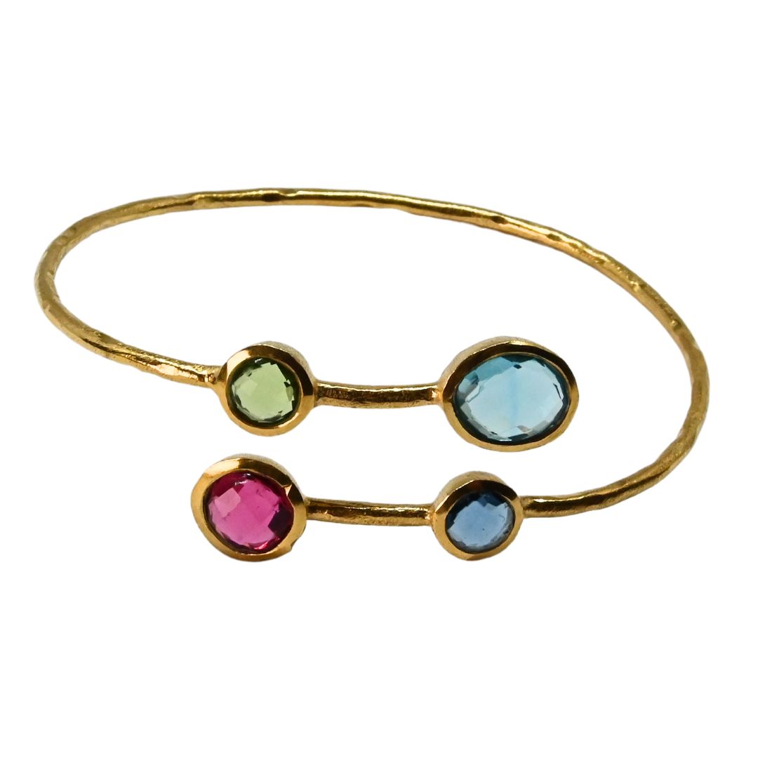 Euro Gold cuff bangle with gems- A22a assorted alternative colours