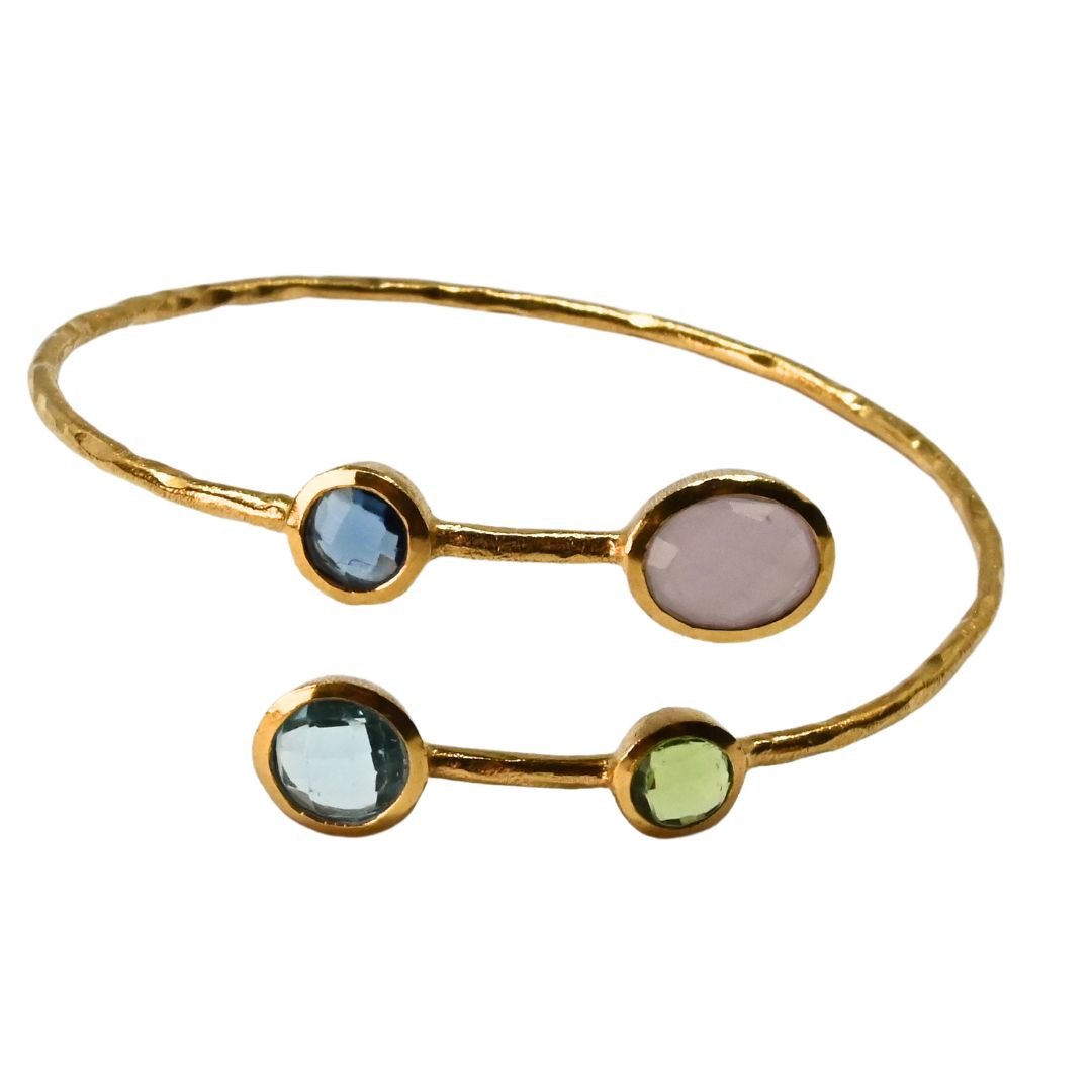 Euro Gold cuff bangle with gems- A22a assorted alternative colours