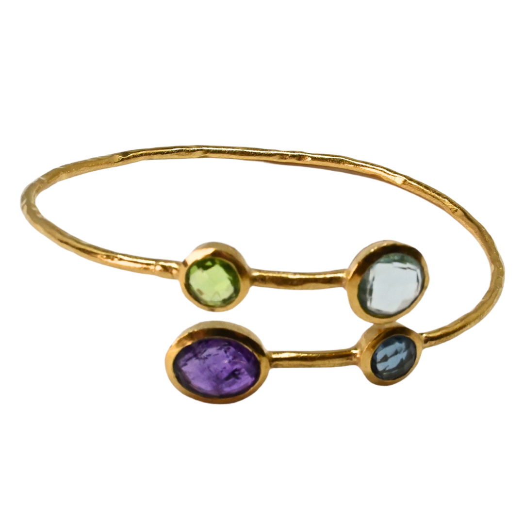 Euro Gold cuff bangle with gems- A22a assorted alternative colours