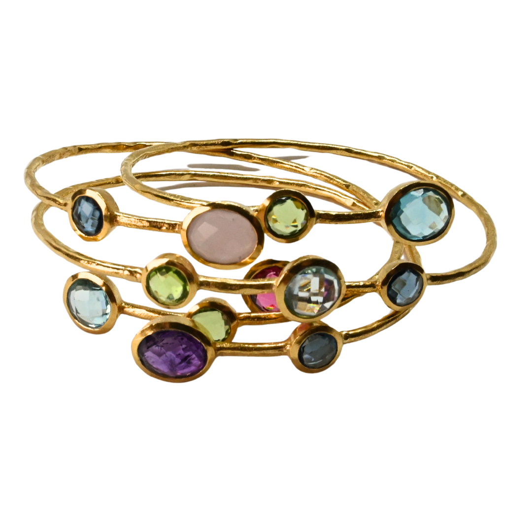 Euro Gold cuff bangle with gems- A22a assorted alternative colours