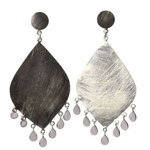 Euro Silver Gemstone Marquis Earrings- CA323