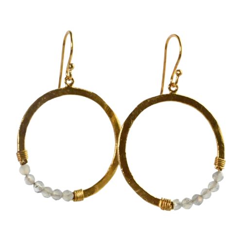 Euro Gold Hoop Earrings-many Gemstone varieties A239