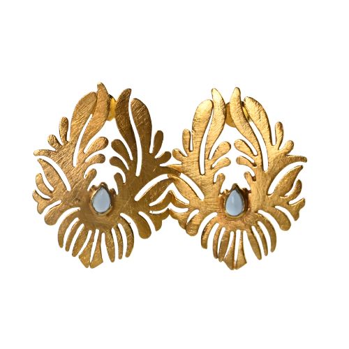 Euro Gold Flock Gem Earrings - A64