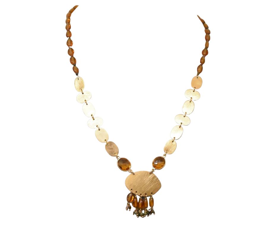 Euro Gold Gemstone Necklace 50 cm A326