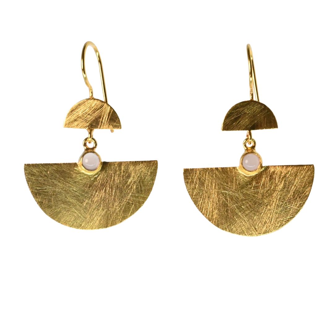 Euro Gold Double Fan Drop Earrings A189 Picollo