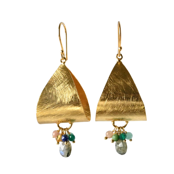 Euro Gold Gemstone Drop Earrings- A281