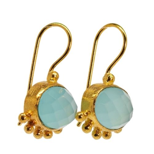 Euro Gold budding Gemstone Drop Earrings-A346