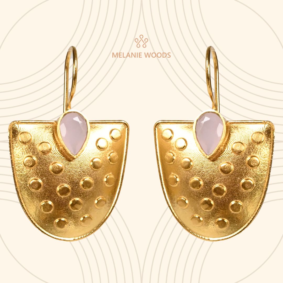 Euro Gold Gemstone Earrings- A221