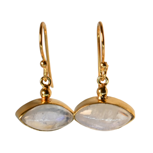 Euro Gold Gemstone Drop Earrings-A303