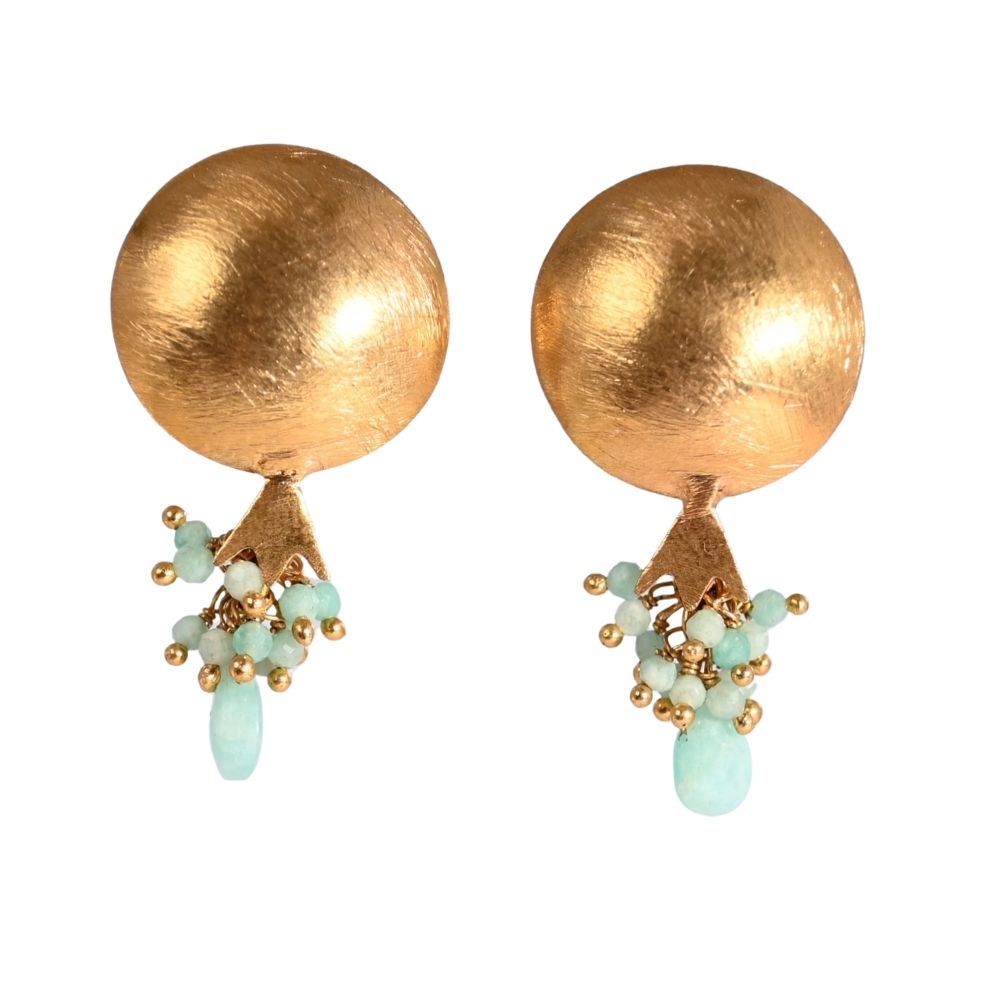 Euro Gold Gemstone Pomegranate Earrings- A320