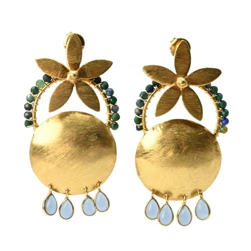 Euro Gold Gemstone Earrings- A321