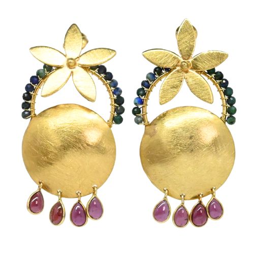 Euro Gold Gemstone Earrings- A321