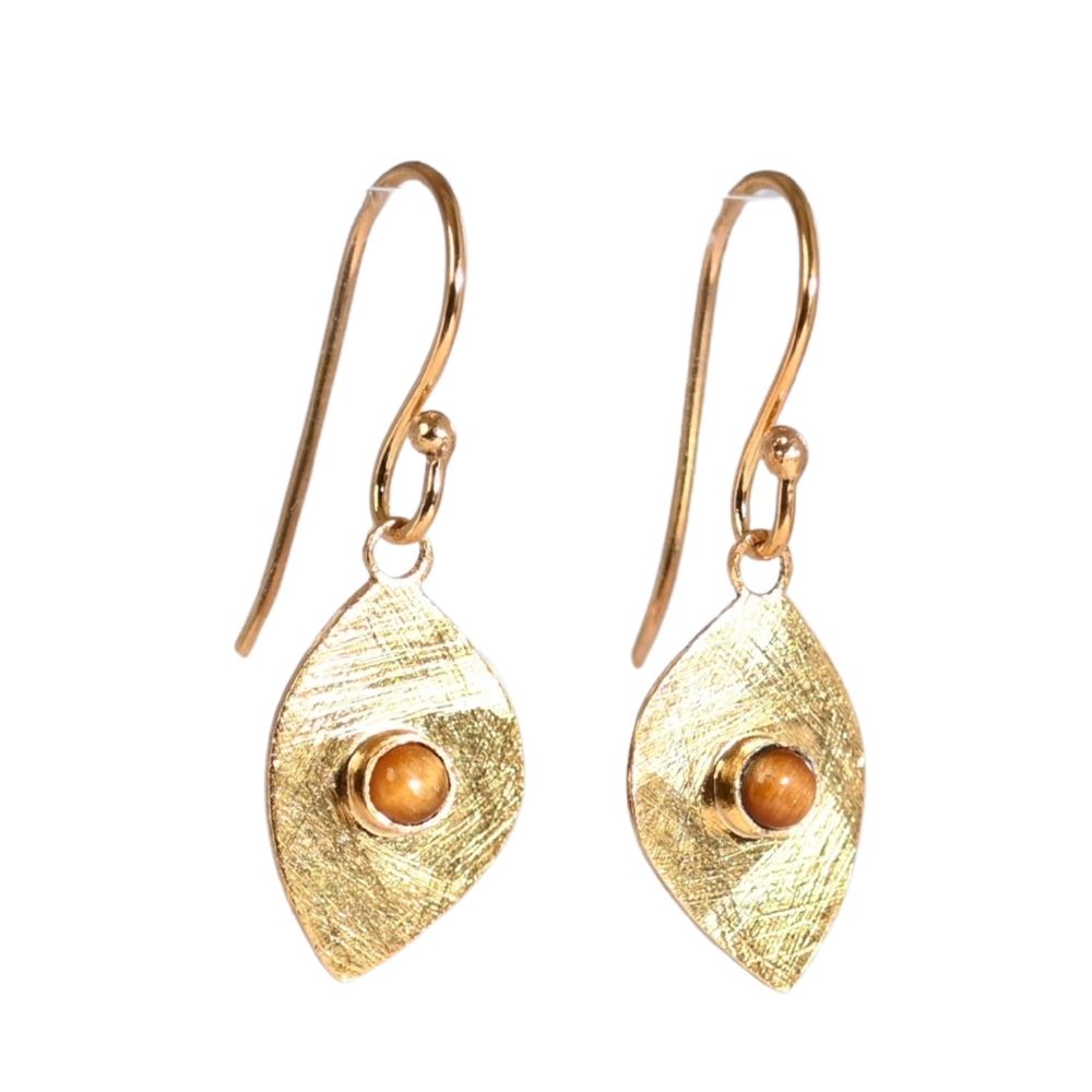 Euro Gold Gemstone Drop Earrings-A318