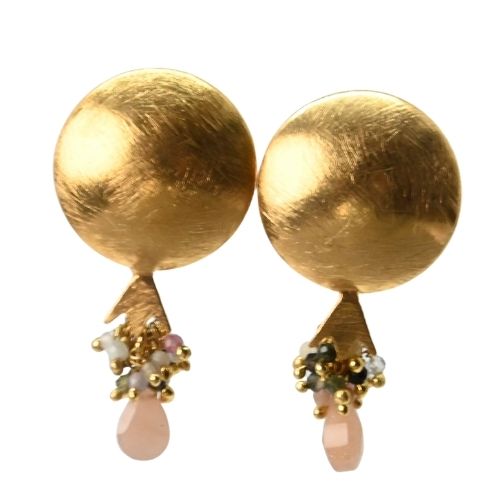 Euro Gold Gemstone Earrings- A320