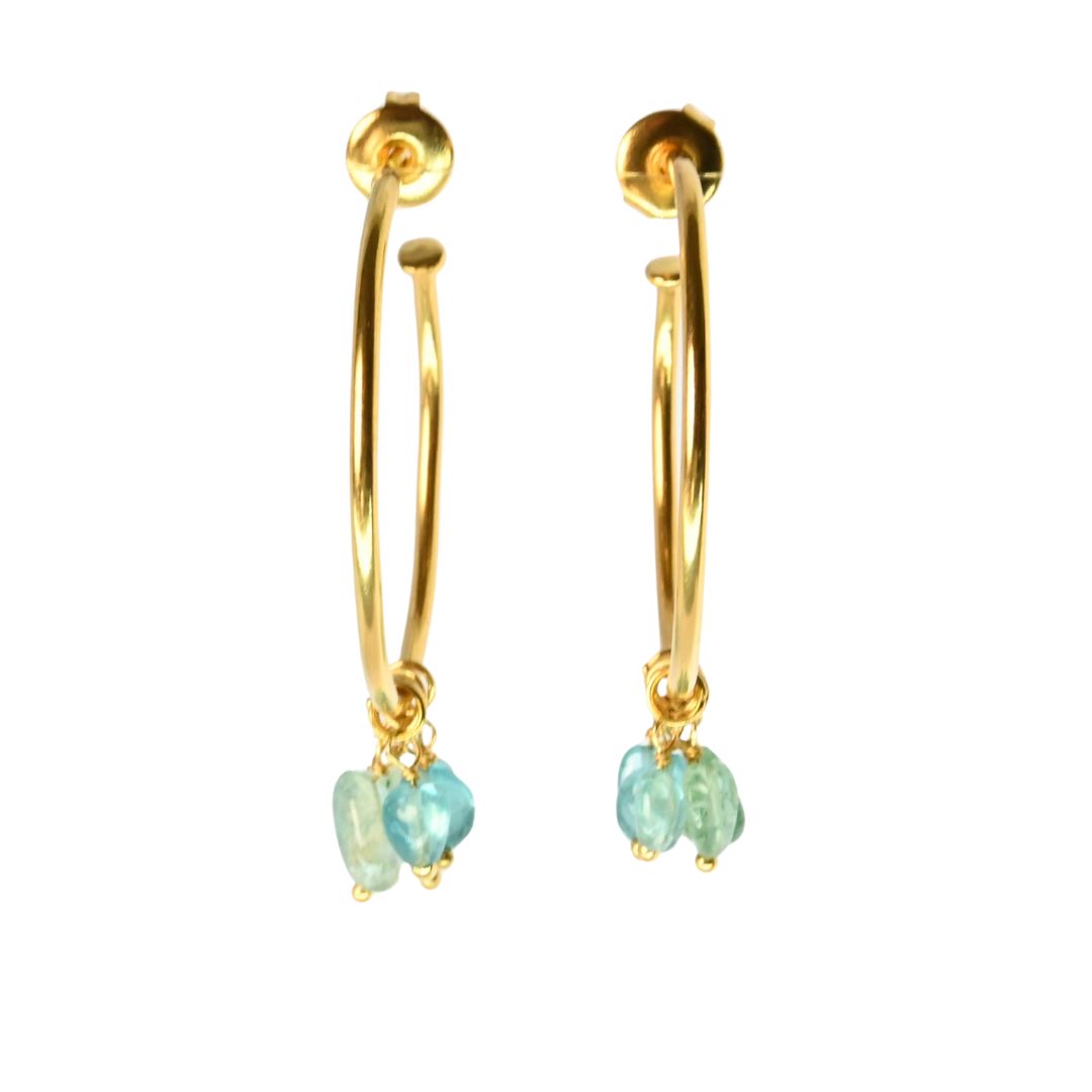 Euro Gold Gem DROP Hoop Earrings A315