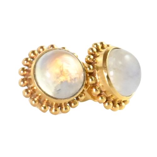 Euro Gold Gemstone Stud Earrings- A225