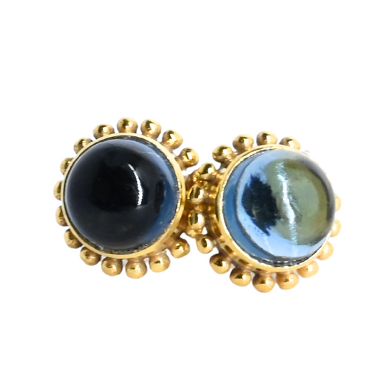 Euro Gold Gemstone Stud Earrings- A225