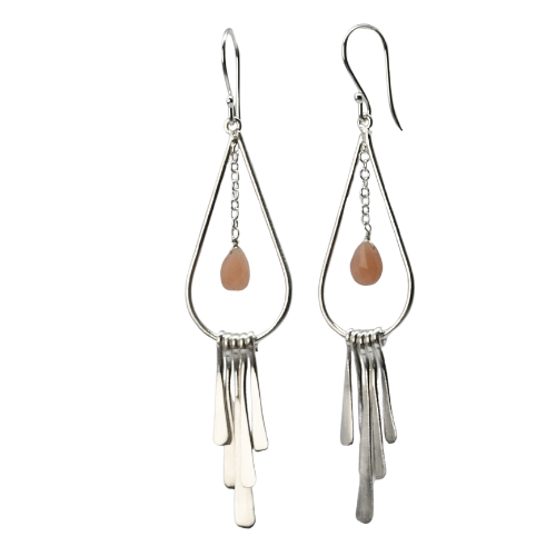 Euro Silver Gemstone Drop Earrings - C247