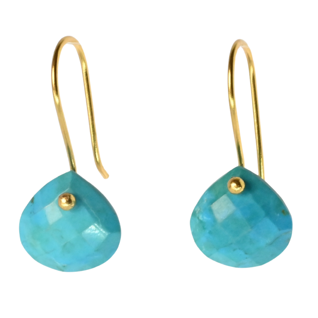 Euro Gold Gemstone Drop Earrings- A279