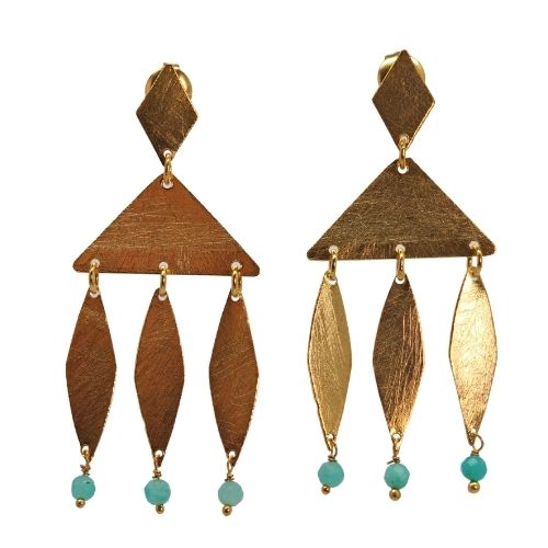 Euro Gold golden harlequin and gem Earrings- A347