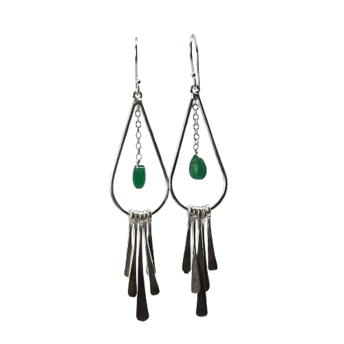 Euro Silver Gemstone Drop Earrings - C247