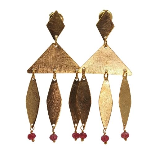 Euro Gold golden harlequin and gem Earrings- A347