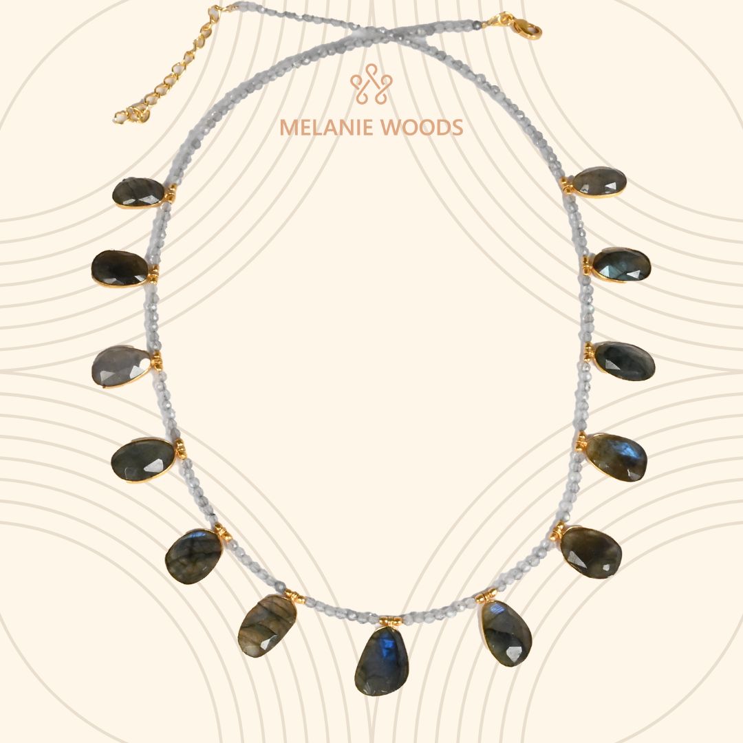 Euro Gold Gemstone Necklace 50 cm A229