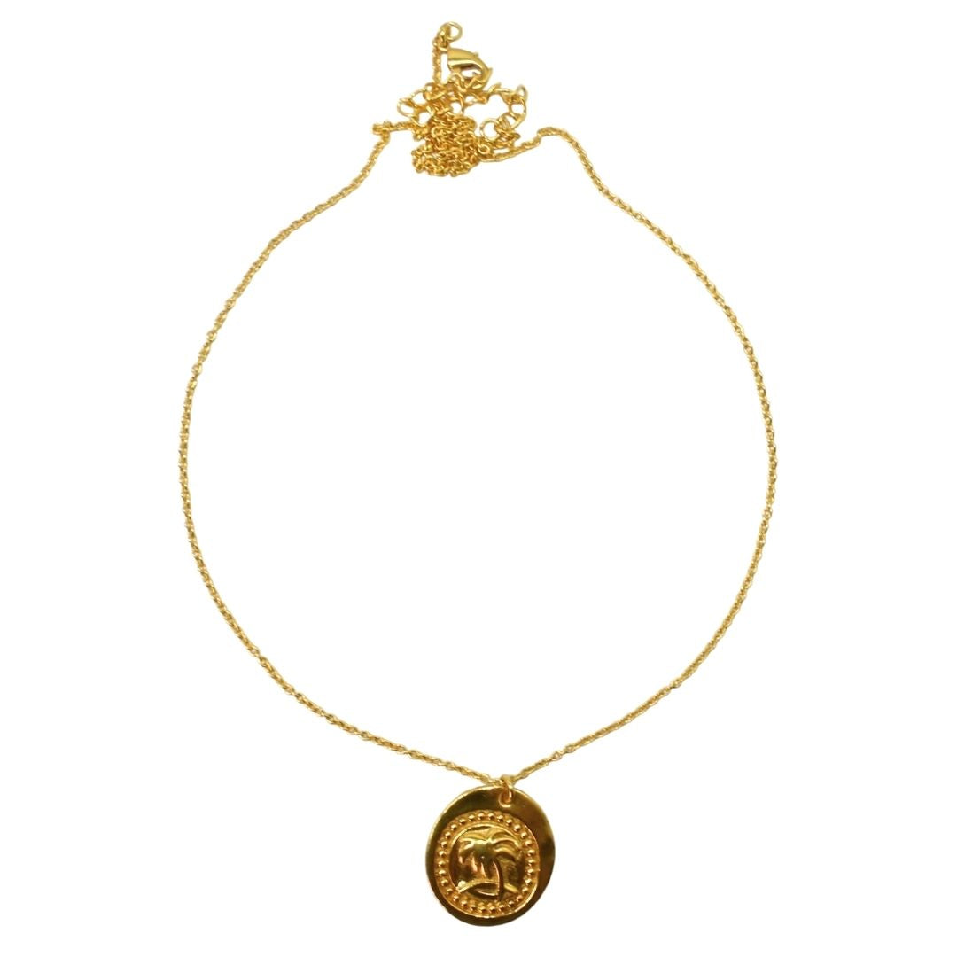 Euro Gold Petite Palm Tree Necklace A54